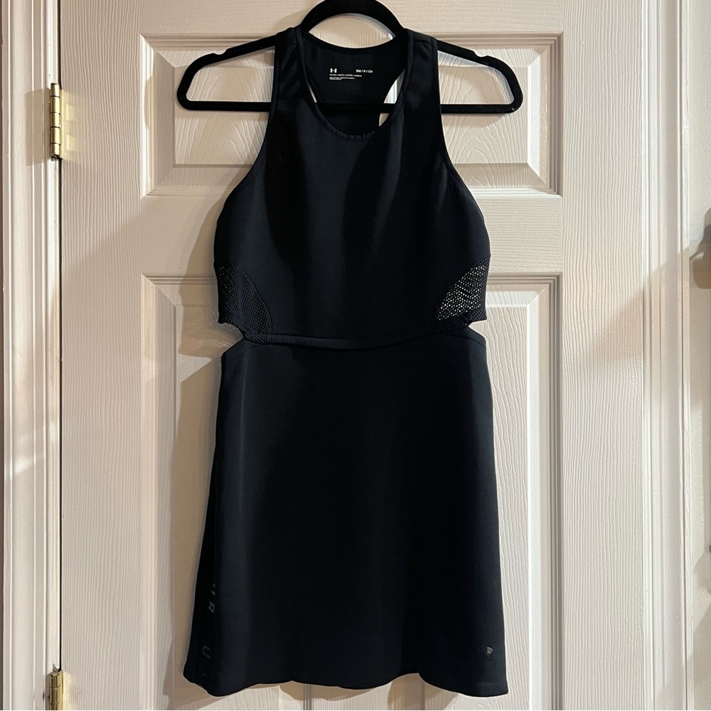 UA black dress with mesh and side cutouts